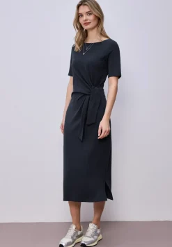 Midi-jurk met knoopdetail