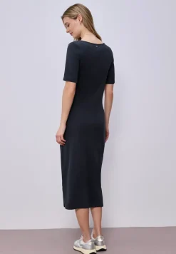Midi-jurk met knoopdetail