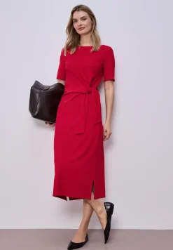 Midi-jurk met knoopdetail