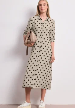 Midi-jurk met knopen en stippenpatroon
