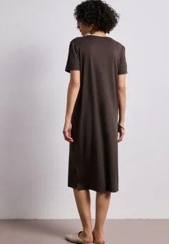 Midi-jurk met korte mouwen en splitdetail
