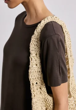 Midi-jurk met korte mouwen en splitdetail