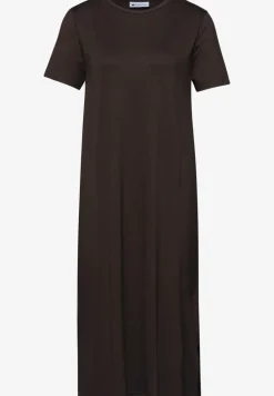 Midi-jurk met korte mouwen en splitdetail