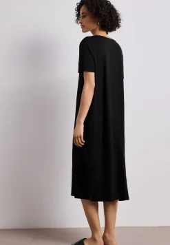 Midi-jurk met korte mouwen en splitdetail