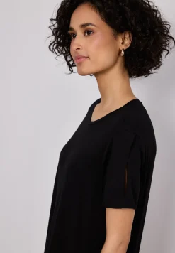 Midi-jurk met korte mouwen en splitdetail