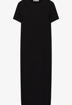 Midi-jurk met korte mouwen en splitdetail