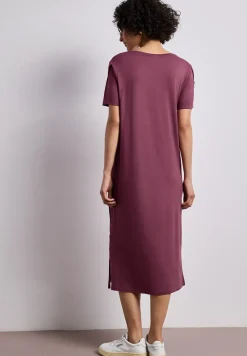 Midi-jurk met korte mouwen en splitdetail