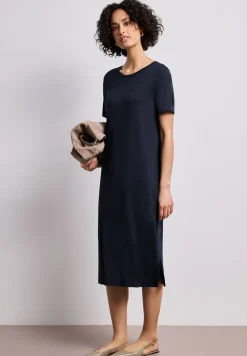 Midi-jurk met korte mouwen en splitdetail