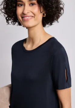 Midi-jurk met korte mouwen en splitdetail