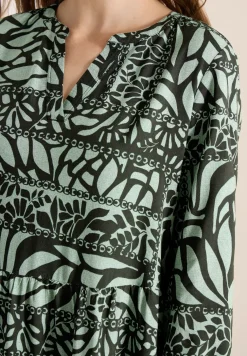 Midi-jurk met patchworkprint