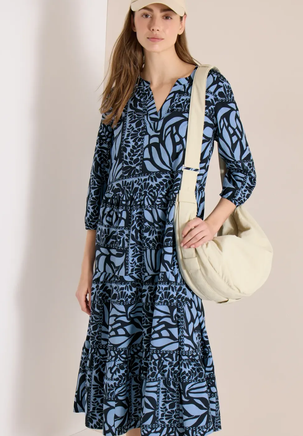 Midi-jurk met patchworkprint