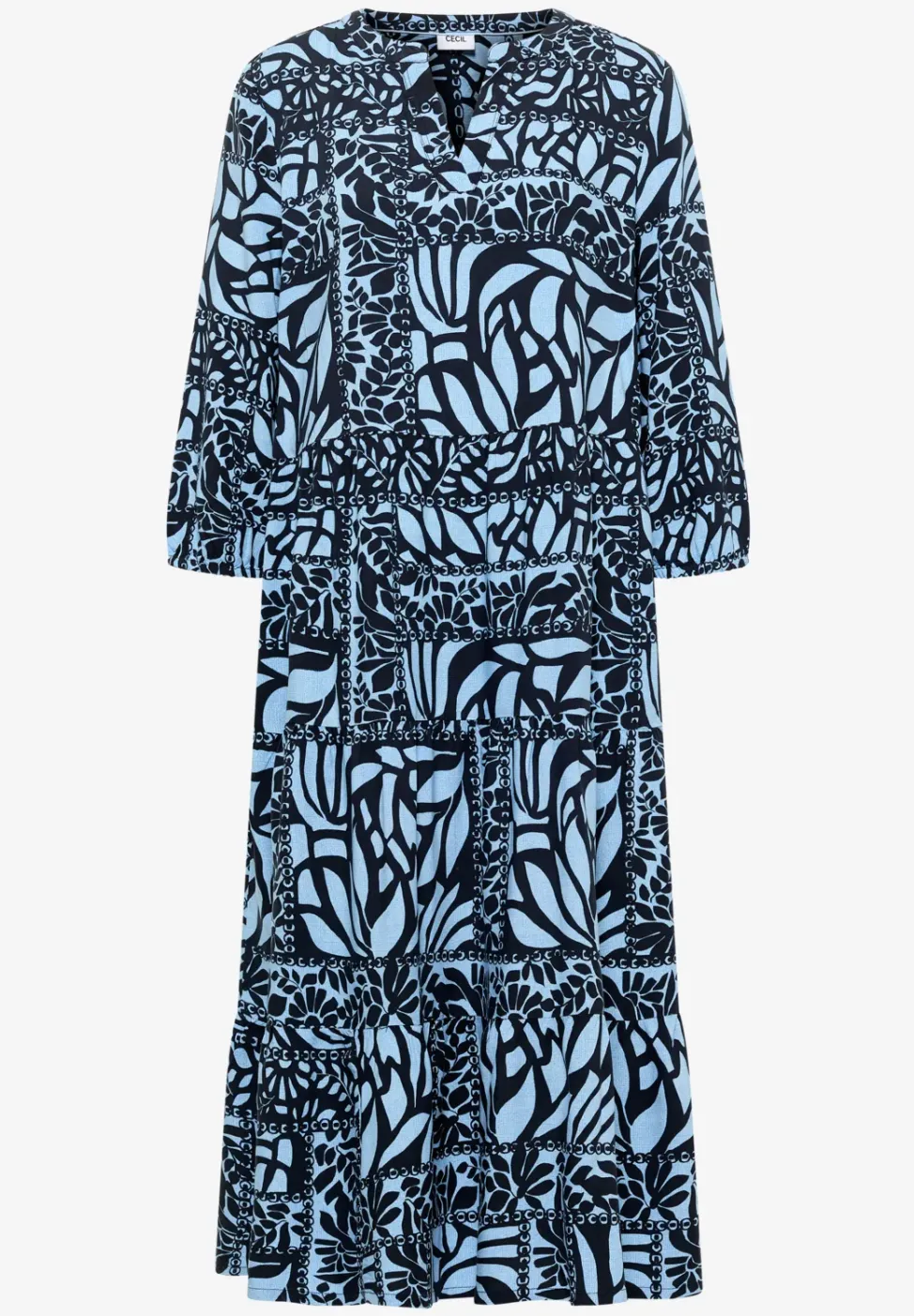 Midi-jurk met patchworkprint