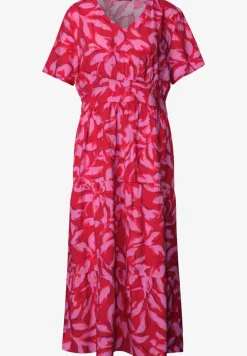 Midi-jurk met print en smokdetail