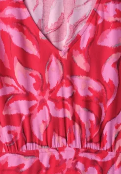 Midi-jurk met print en smokdetail