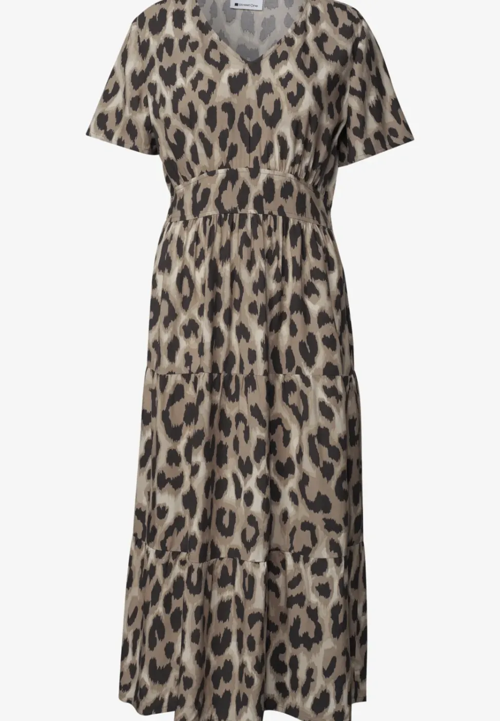 Midi-jurk met print en smokdetail