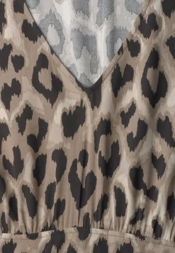 Midi-jurk met print en smokdetail