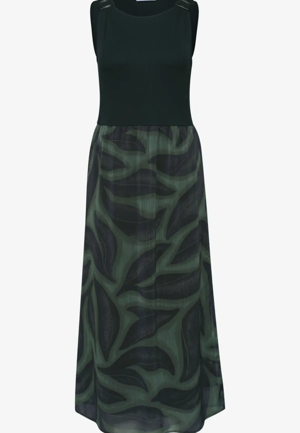 Midi-jurk met structuurmix en print