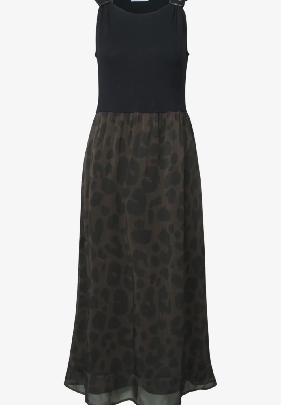 Midi-jurk met structuurmix en print