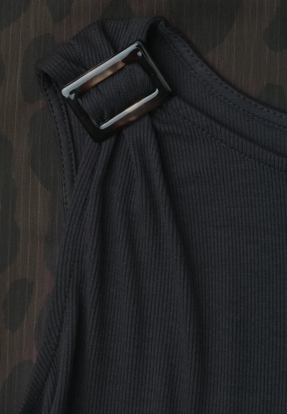 Midi-jurk met structuurmix en print