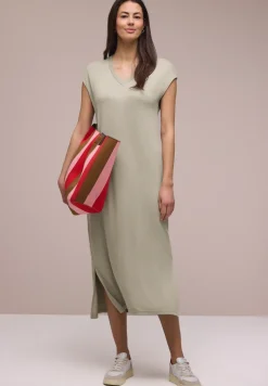 Midi-jurk met V-hals in een gebreide look