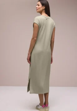 Midi-jurk met V-hals in een gebreide look