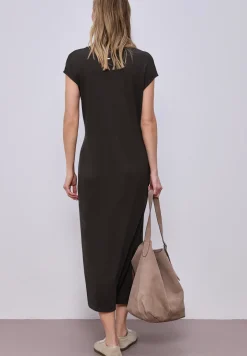 Midi-jurk met V-hals in een gebreide look