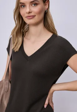 Midi-jurk met V-hals in een gebreide look