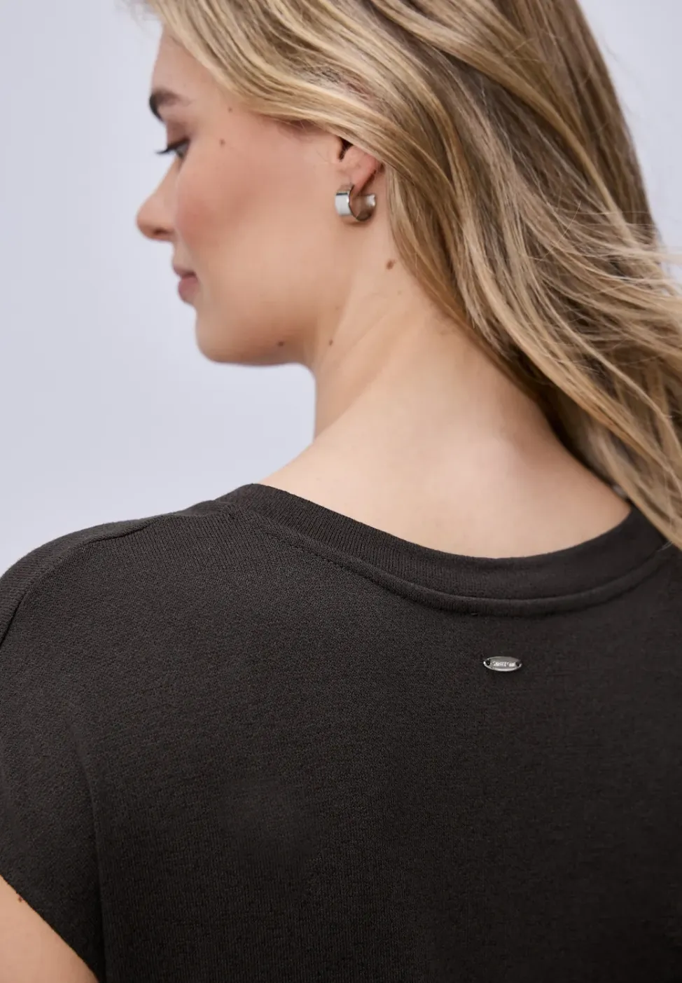 Midi-jurk met V-hals in een gebreide look