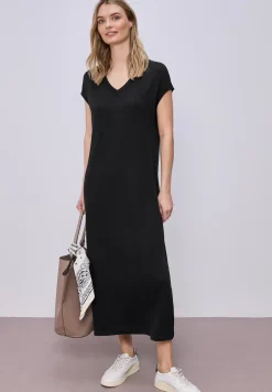 Midi-jurk met V-hals in een gebreide look