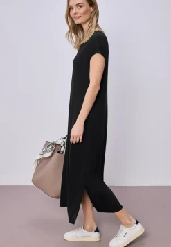 Midi-jurk met V-hals in een gebreide look