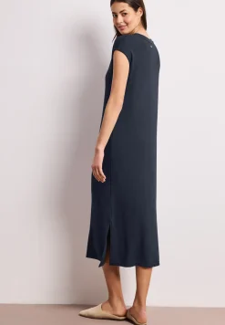 Midi-jurk met V-hals in een gebreide look