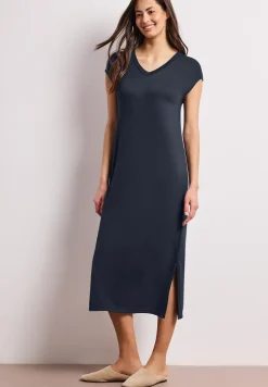 Midi-jurk met V-hals in een gebreide look