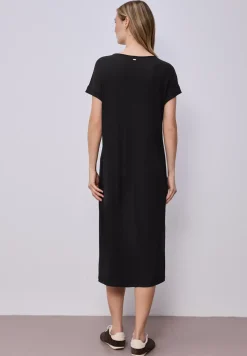 Midi-jurk van geribbelde jersey