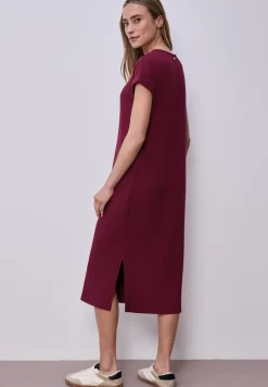 Midi-jurk van geribbelde jersey