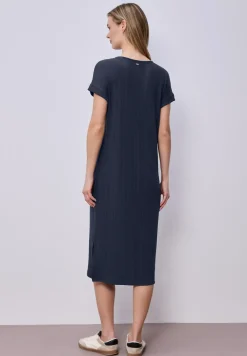Midi-jurk van geribbelde jersey