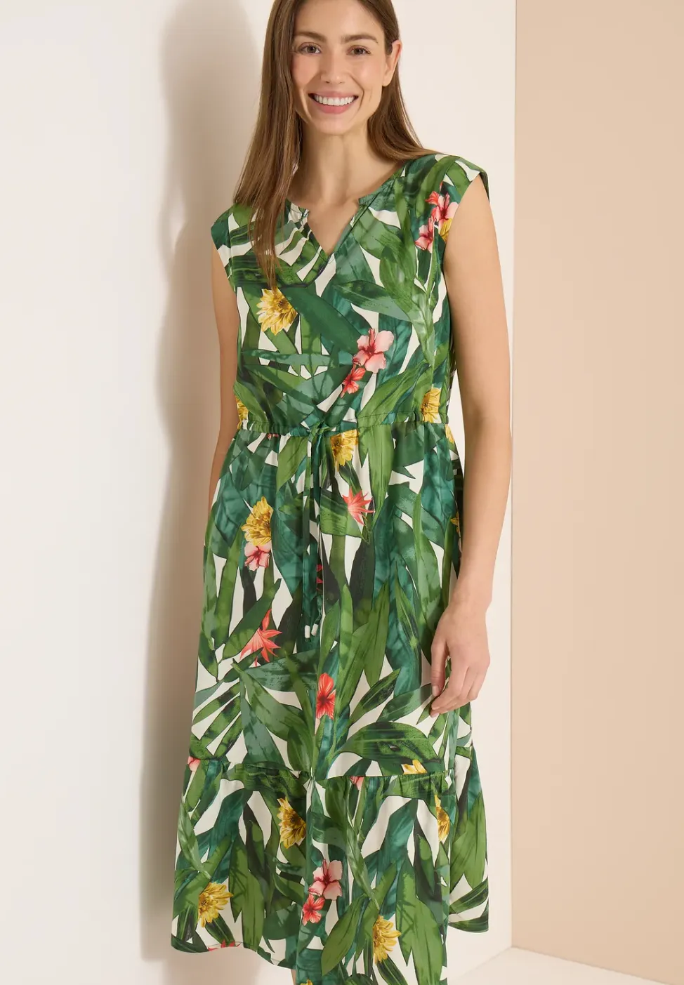 Midi-jurk met bloemenpatroon