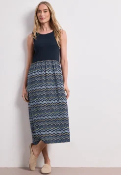 Midi-jurk met gestructureerde rok