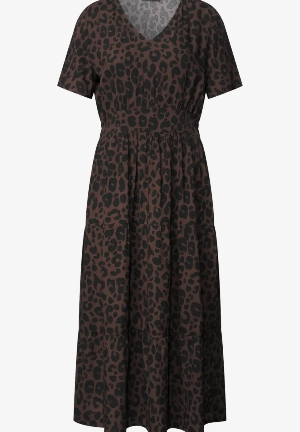 Midi-jurk met print en smokdetail