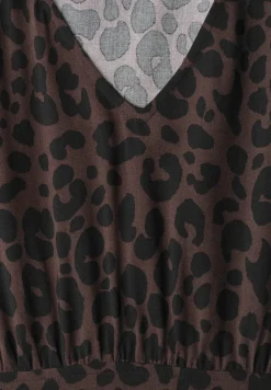 Midi-jurk met print en smokdetail
