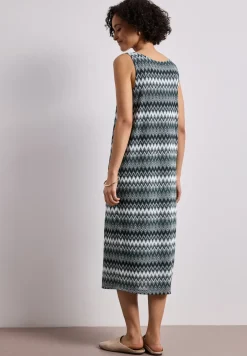 Midi-jurk met V-hals in jacquardstof