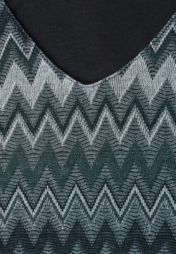 Midi-jurk met V-hals in jacquardstof