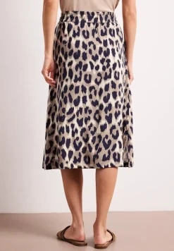 Midi-rok met elastische tailleband en print