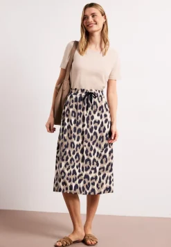 Midi-rok met elastische tailleband en print