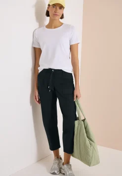 Mid Waist broek met wijde pijpen in casual pasvorm