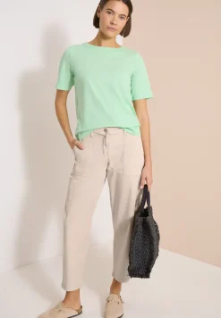 Mid Waist broek met wijde pijpen in casual pasvorm