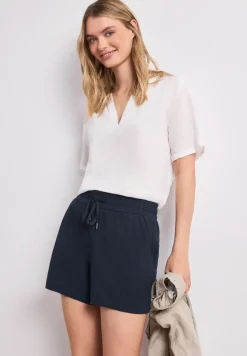 Mid Waist shorts van neteldoek