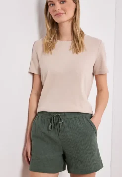 Mid Waist shorts van neteldoek
