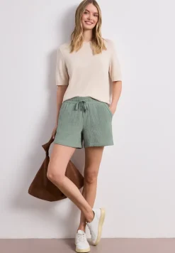 Mid Waist shorts van neteldoek