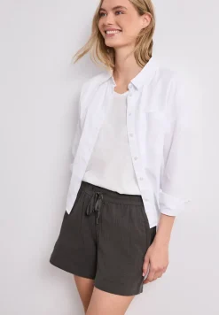Mid Waist shorts van neteldoek