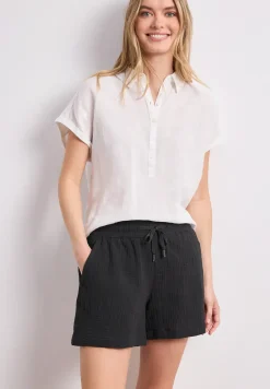 Mid Waist shorts van neteldoek